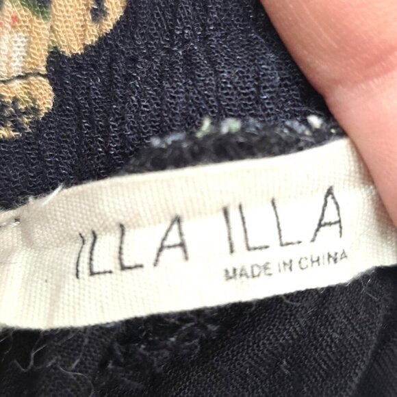 ILLA ILLA Navy Blue Floral Bell Sleeve Wrap Front &Tulip Wide Leg Pants Set - Picture 5 of 7